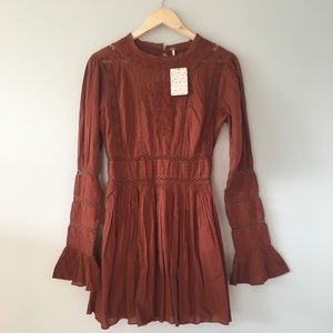 free people victorian minidress in deep bronze